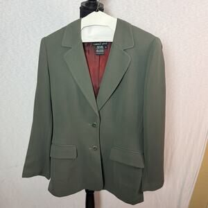 Carole Little Olive Green Blazer Dress Set Women’s 8 Two Piece Career Suit